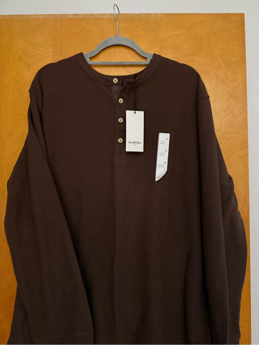 NET Goodfellow & Co Waffle Knit Long-Sleeve Henley Shirt